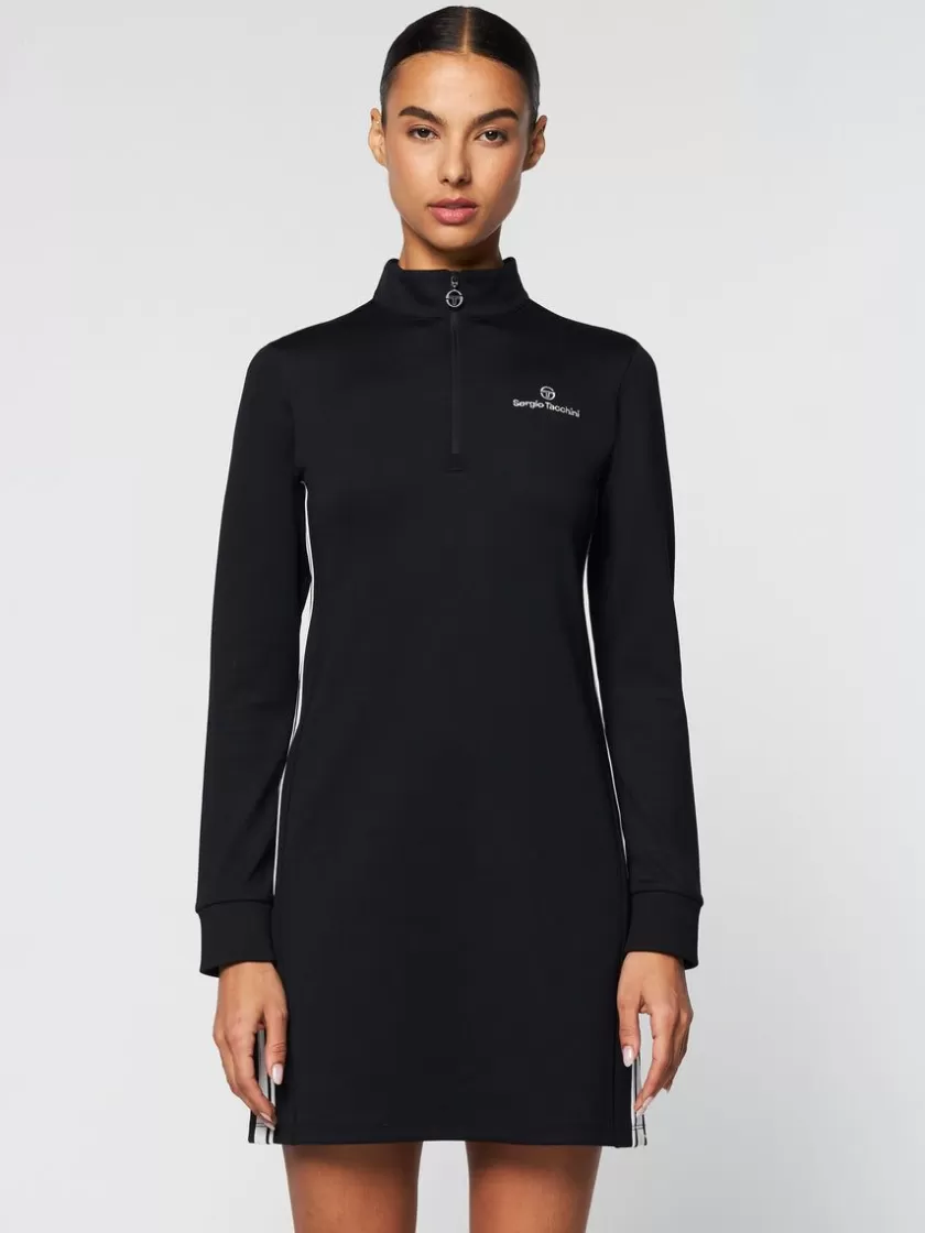 Cheap Damarindo Half-Zip Track Dress- Black Dresses