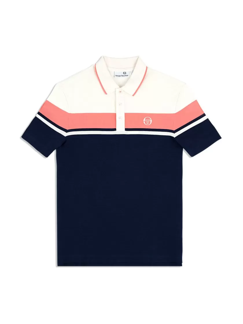 Clearance Damarindo Polo Archivio- Gardenia/ Maritime Blue Polos