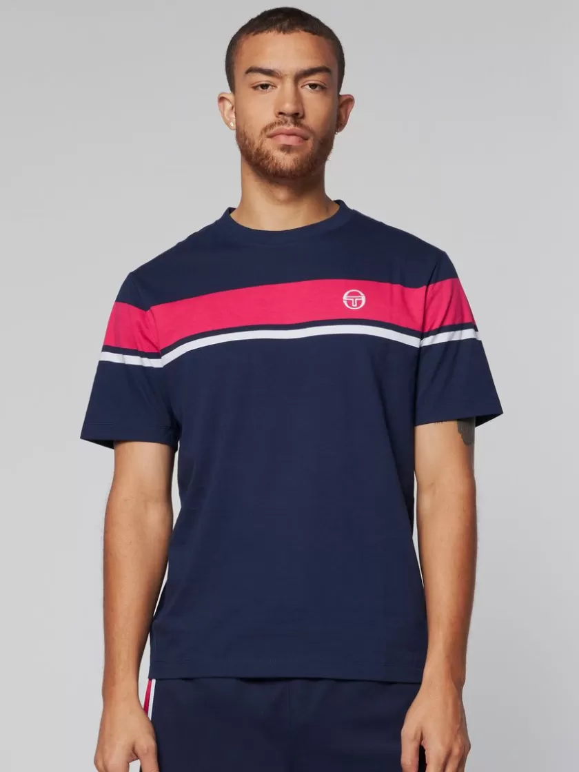 Clearance Damarindo T-Shirt- Maritime Blue/ Rasberry T-Shirts