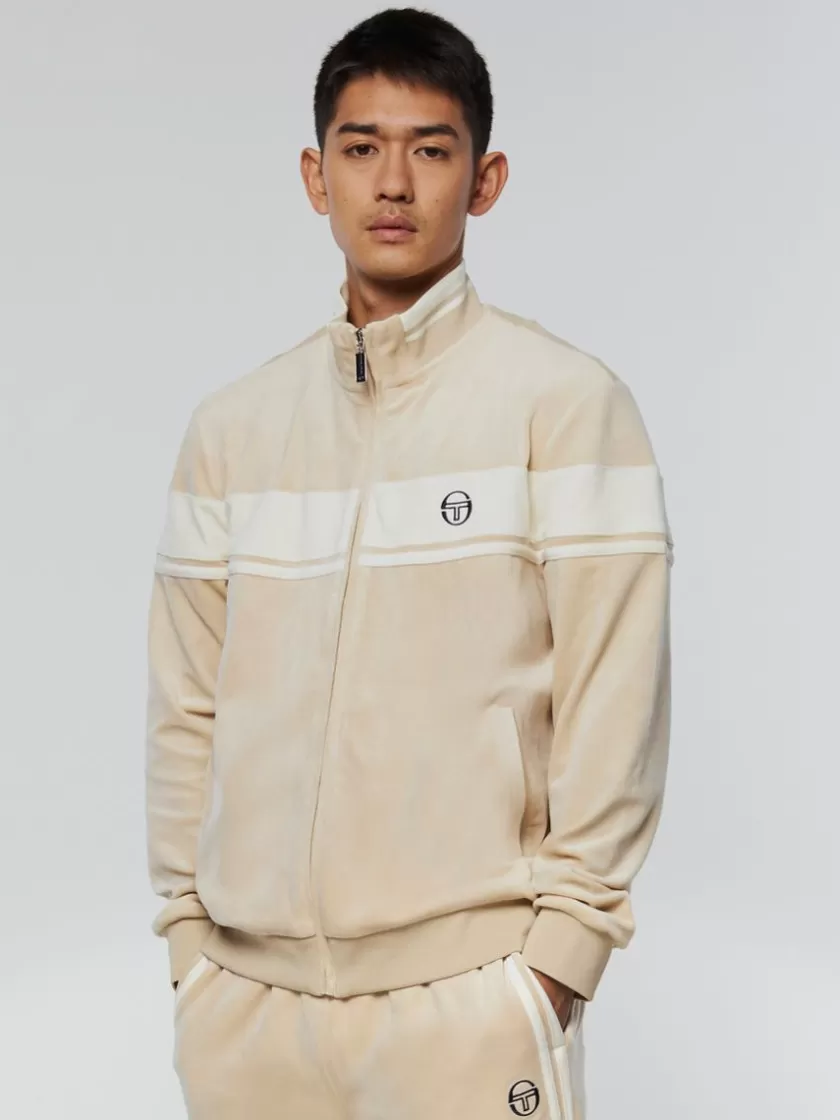 Store Damarindo Velour Track Jacket- Cement/ Gardenia Velour