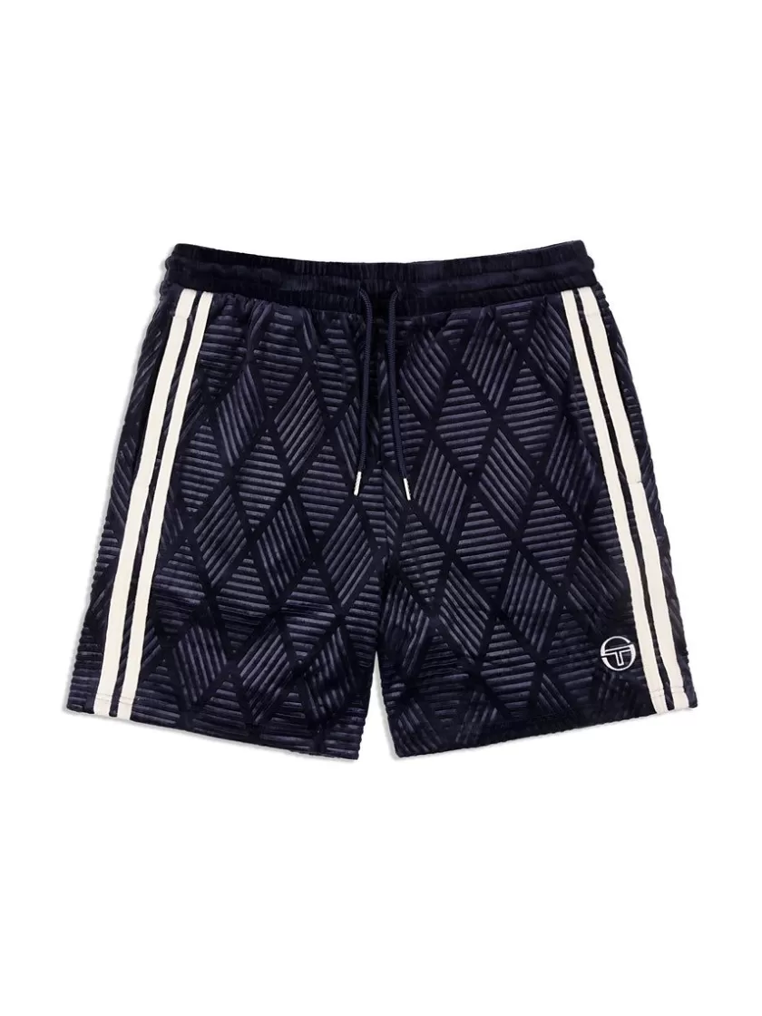 Fashion Debossed Damarindo Velour Short- Maritime Blue Shorts And Swim