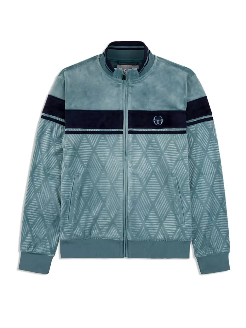 Best Sale Debossed Damarindo Velour Track Jacket- Larkspur Jackets