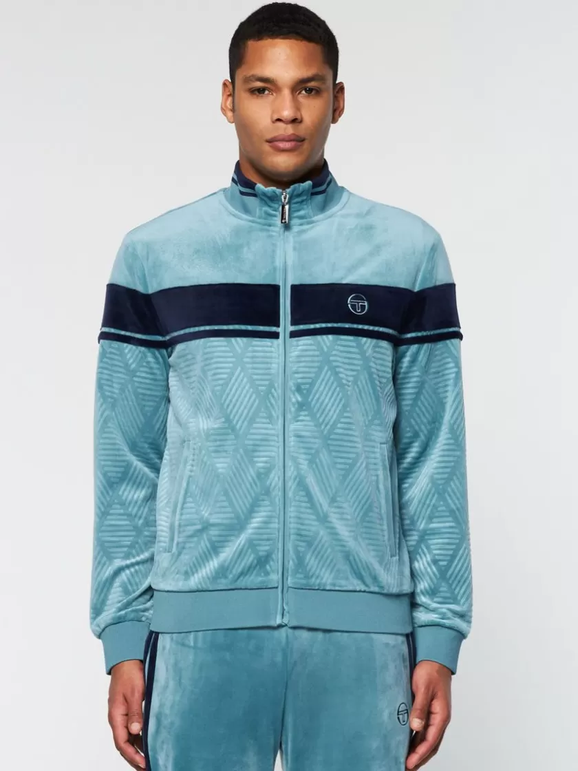 Cheap Debossed Damarindo Velour Track Jacket- Larkspur Velour