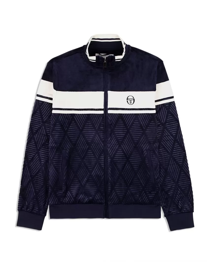 Best Debossed Damarindo Velour Track Jacket- Maritime Blue View All