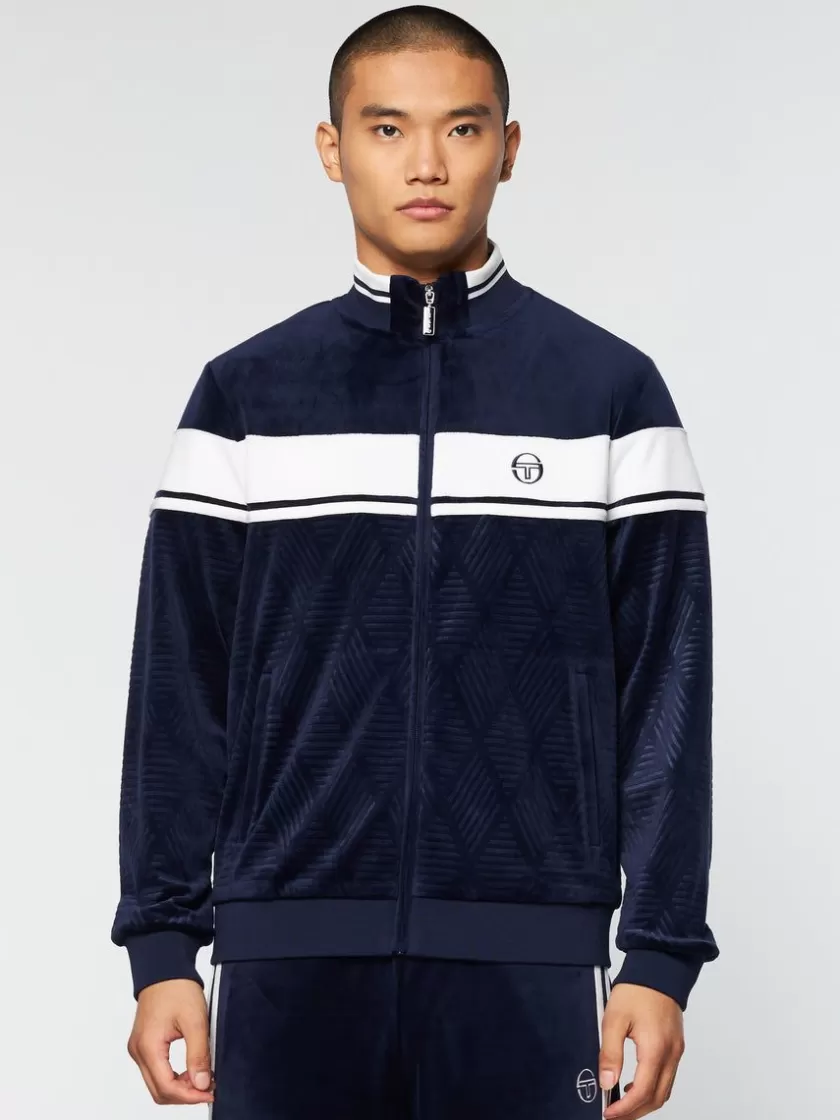 Hot Debossed Damarindo Velour Track Jacket- Maritime Blue Jackets