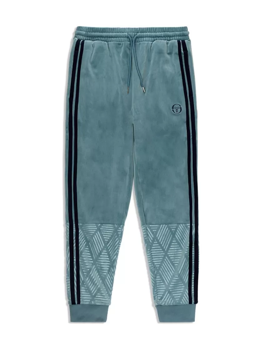 Hot Debossed Damarindo Velour Track Pant- Larkspur Velour