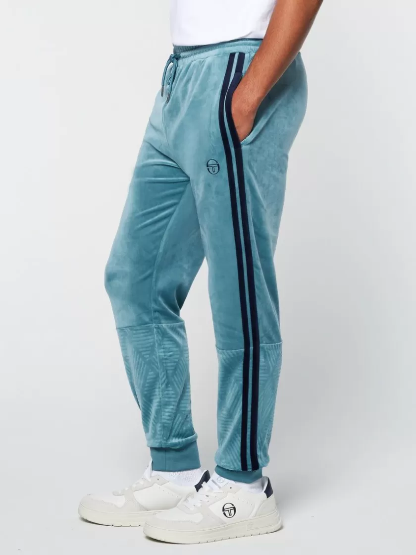 Hot Debossed Damarindo Velour Track Pant- Larkspur Velour