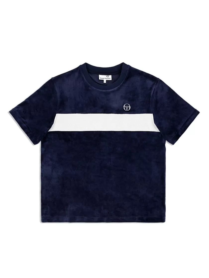 New Debossed Damarindo Velour T-Shirt- Maritime Blue T-Shirts