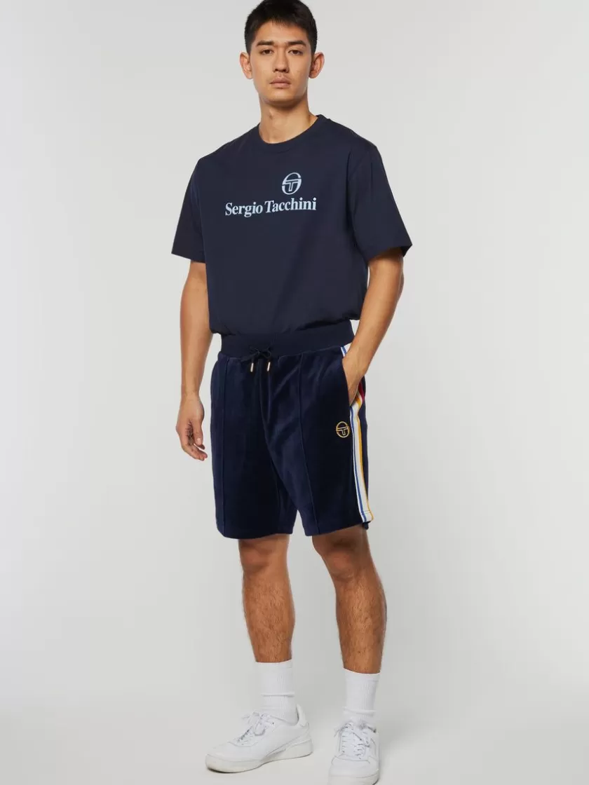 Discount Goran Velour Track Short Archivio- Maritime Blue Velour