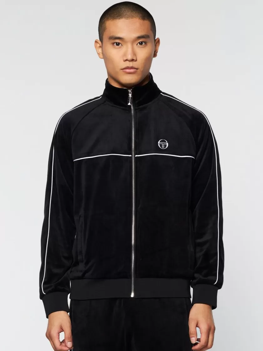 Store Lioni Velour Track Jacket- Black Beauty Velour