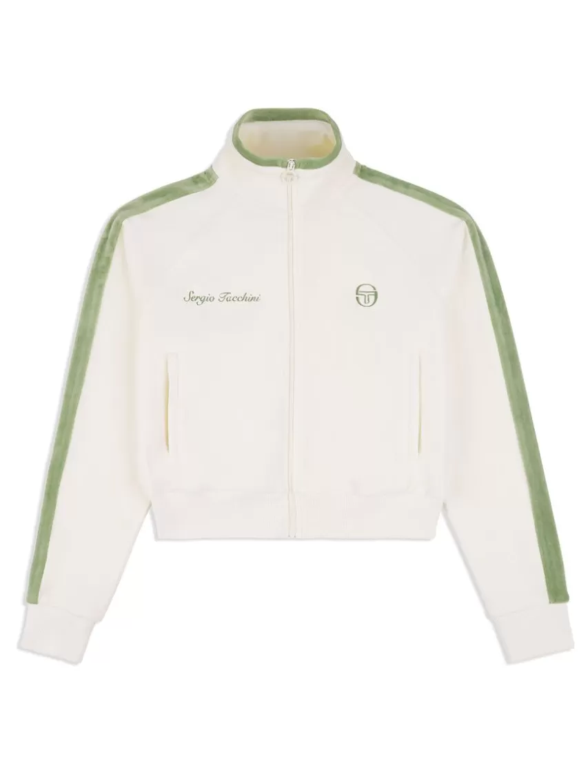 Shop Miss Carlotta Velour Track Jacket- Gardenia Tracksuits