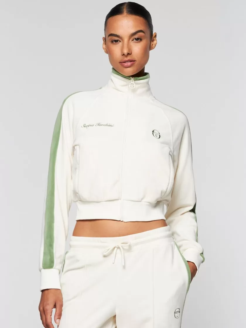 Shop Miss Carlotta Velour Track Jacket- Gardenia Tracksuits