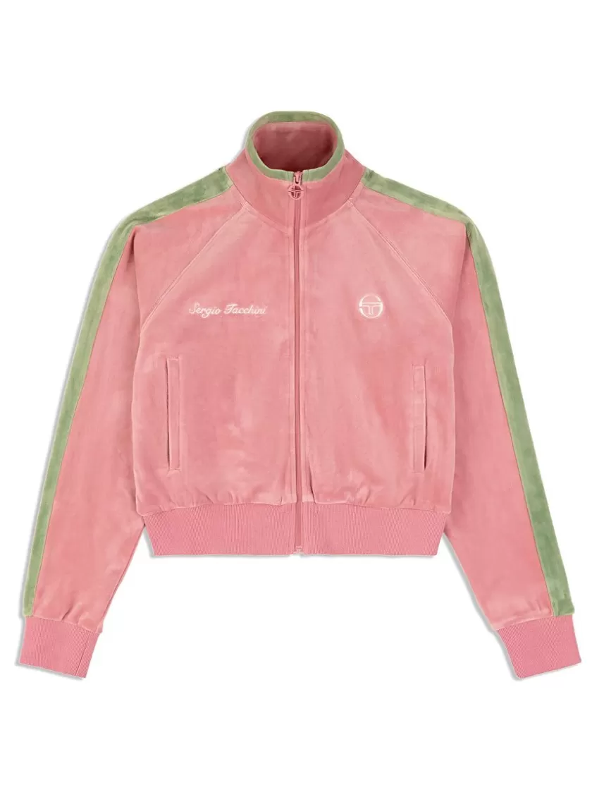 Best Sale Miss Carlotta Velour Track Jacket- Wild Rose Velour