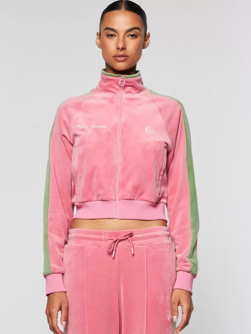 Best Sale Miss Carlotta Velour Track Jacket- Wild Rose Velour