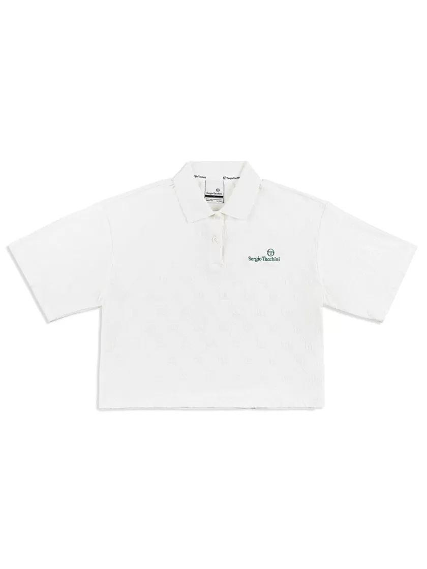 Flash Sale Monogram Jacquard Cropped Polo- Gardenia For The Court