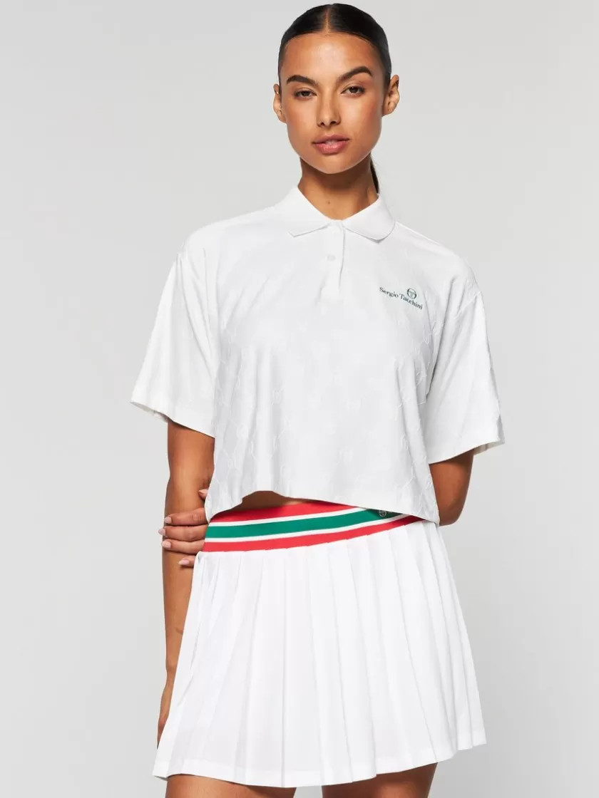 Flash Sale Monogram Jacquard Cropped Polo- Gardenia For The Court