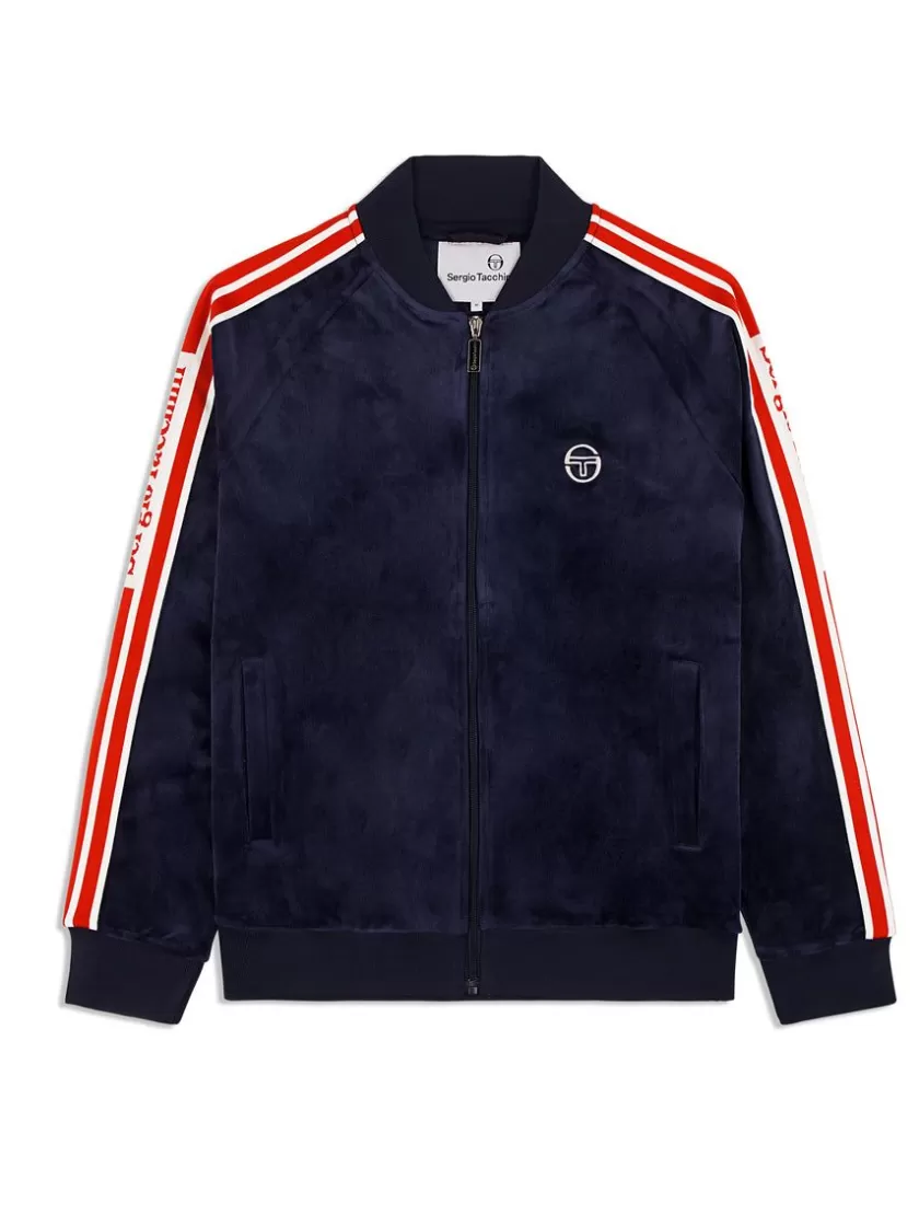 Shop Pereto Velour Track Jacket- Maritime Blue Jackets