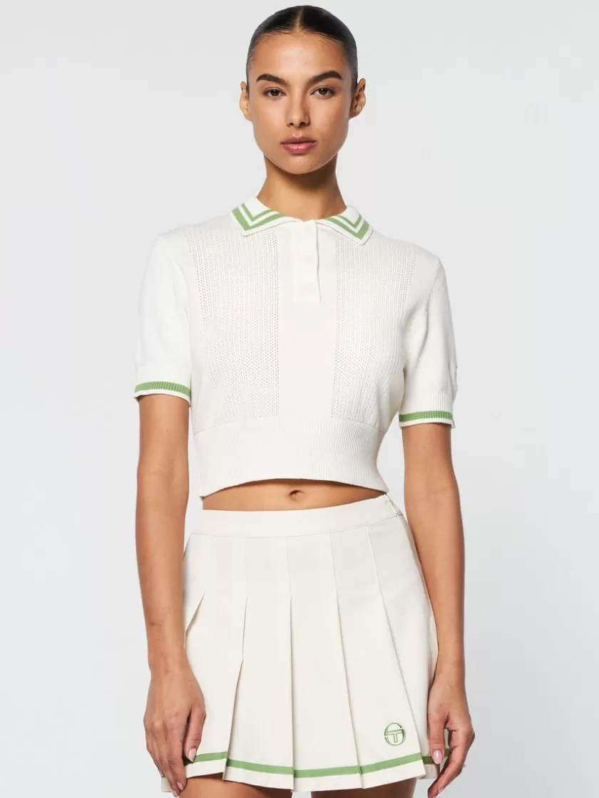 Cheap Perla Knit Cropped Polo- Gardenia For The Court