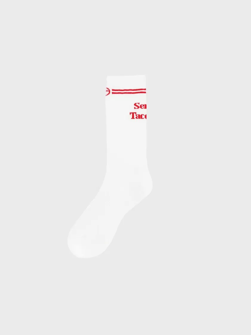 Flash Sale Prep Crew High Socks- White For The Court