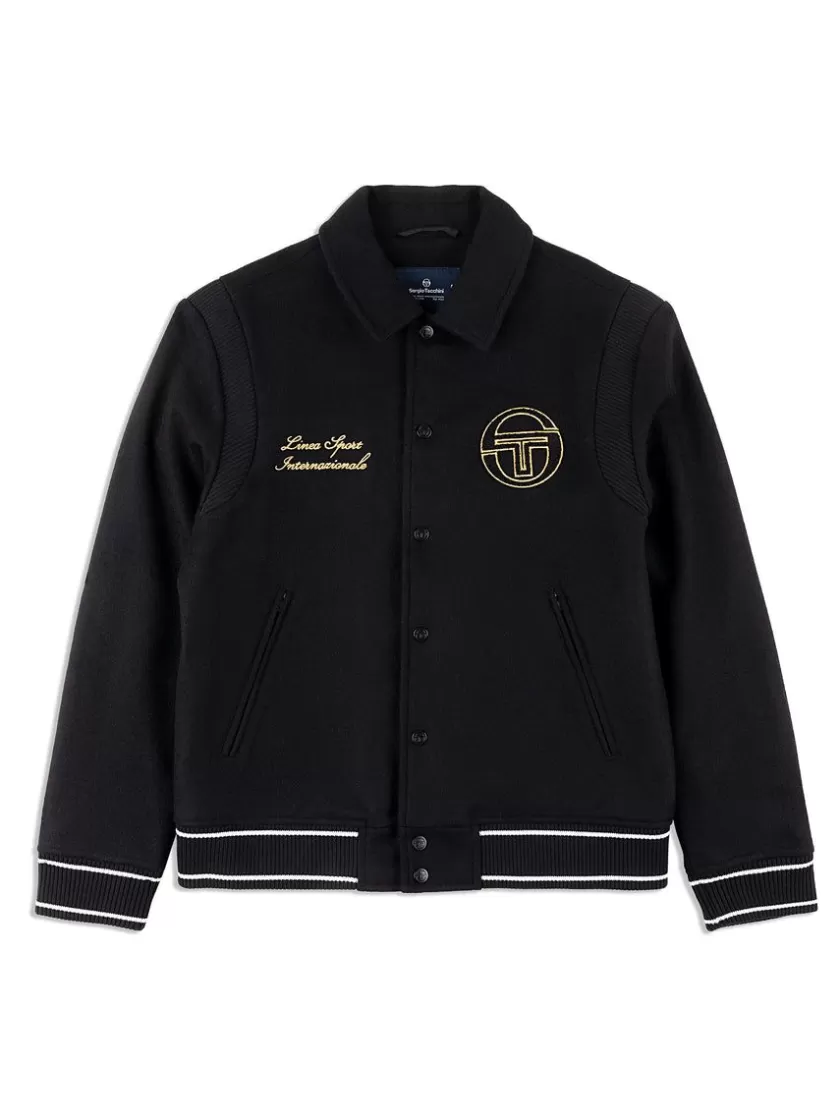 Best Sale Prep Wool Varsity Jacket- Black Jackets