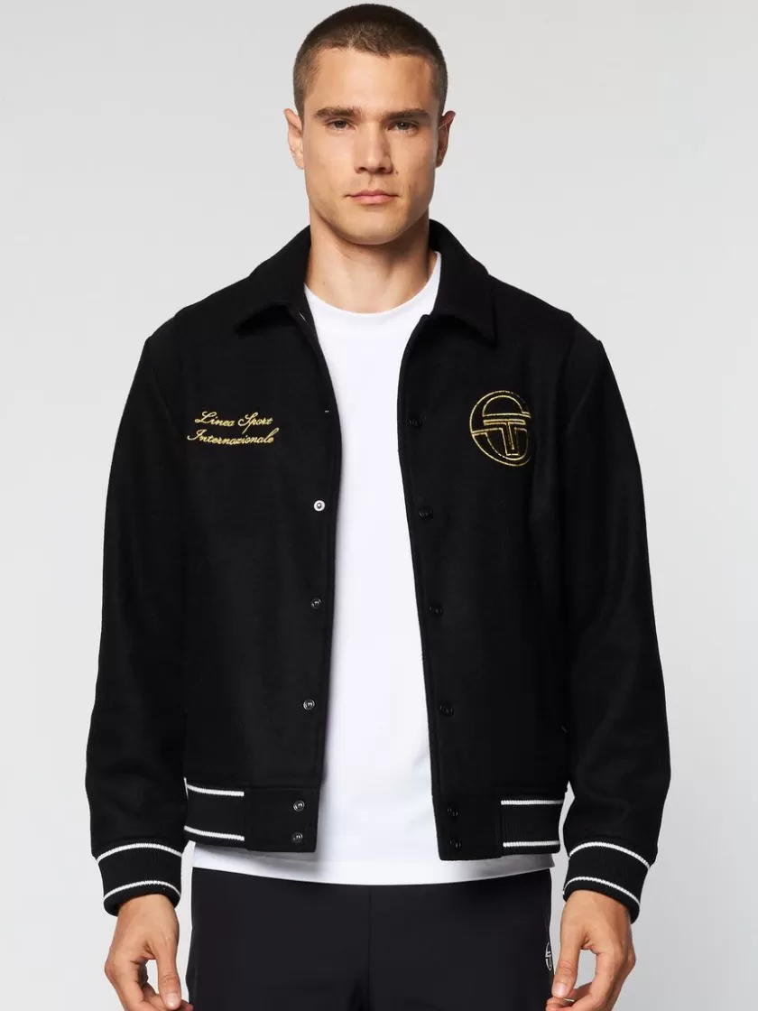 Best Sale Prep Wool Varsity Jacket- Black Jackets