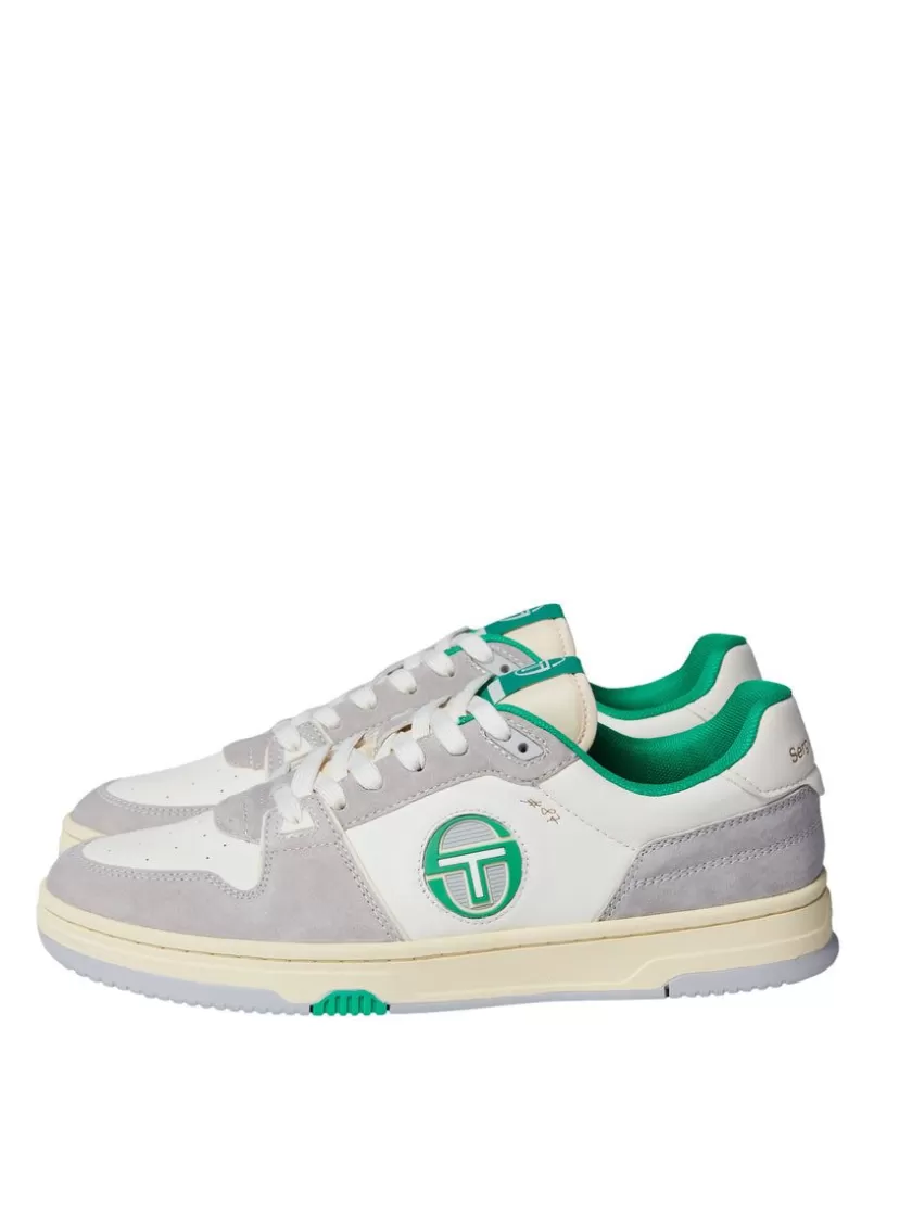 Best Prime Shot Da Sneaker- Antique White/ Almond Oil/ Bright Green For The Court
