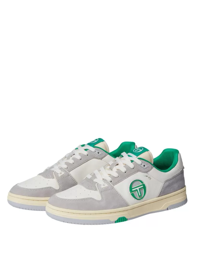 Best Prime Shot Da Sneaker- Antique White/ Almond Oil/ Bright Green For The Court