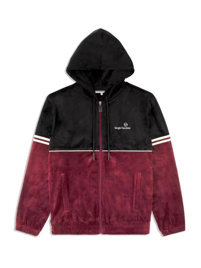 Clearance Scopeto Full-Zip Velour Hoodie- Black Beauty/ Mauve Wine Sweatshirts And Hoodies