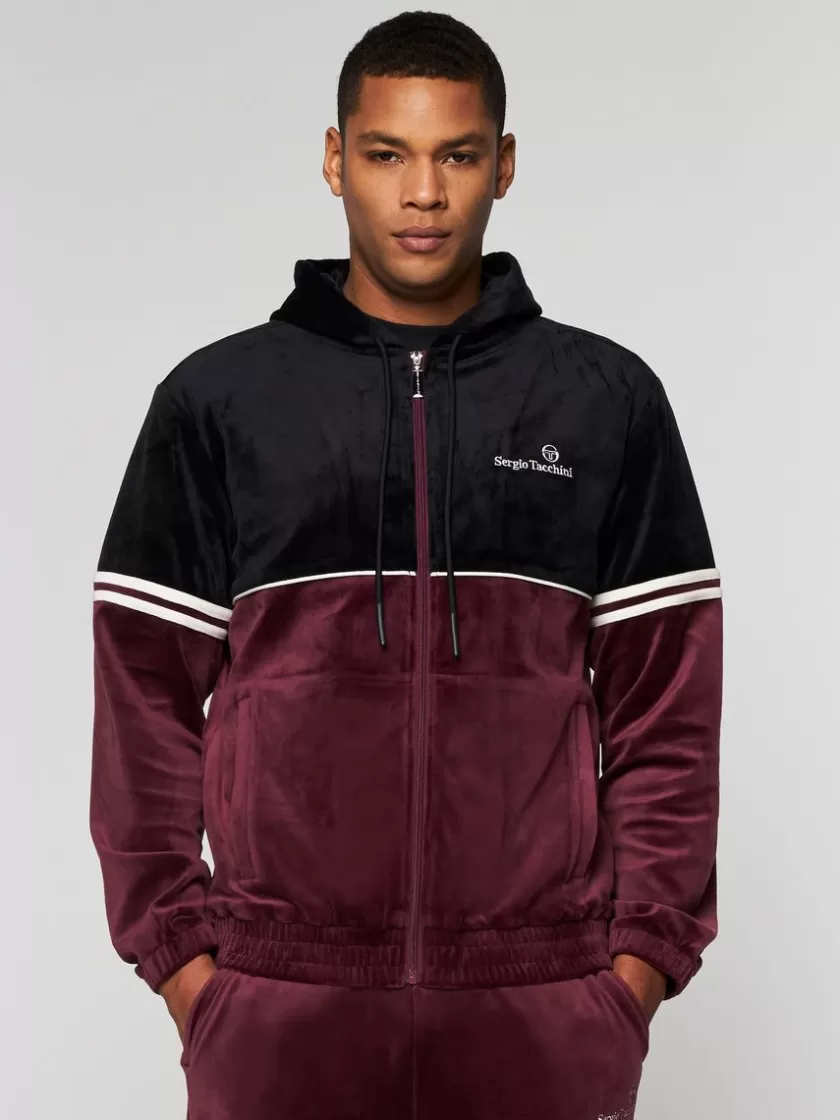 Clearance Scopeto Full-Zip Velour Hoodie- Black Beauty/ Mauve Wine Sweatshirts And Hoodies