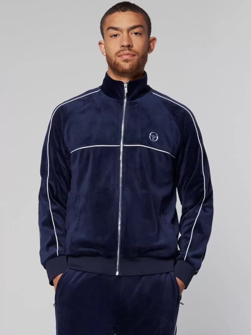 Fashion Sovana Velour Track Jacket- Maritime Blue Velour