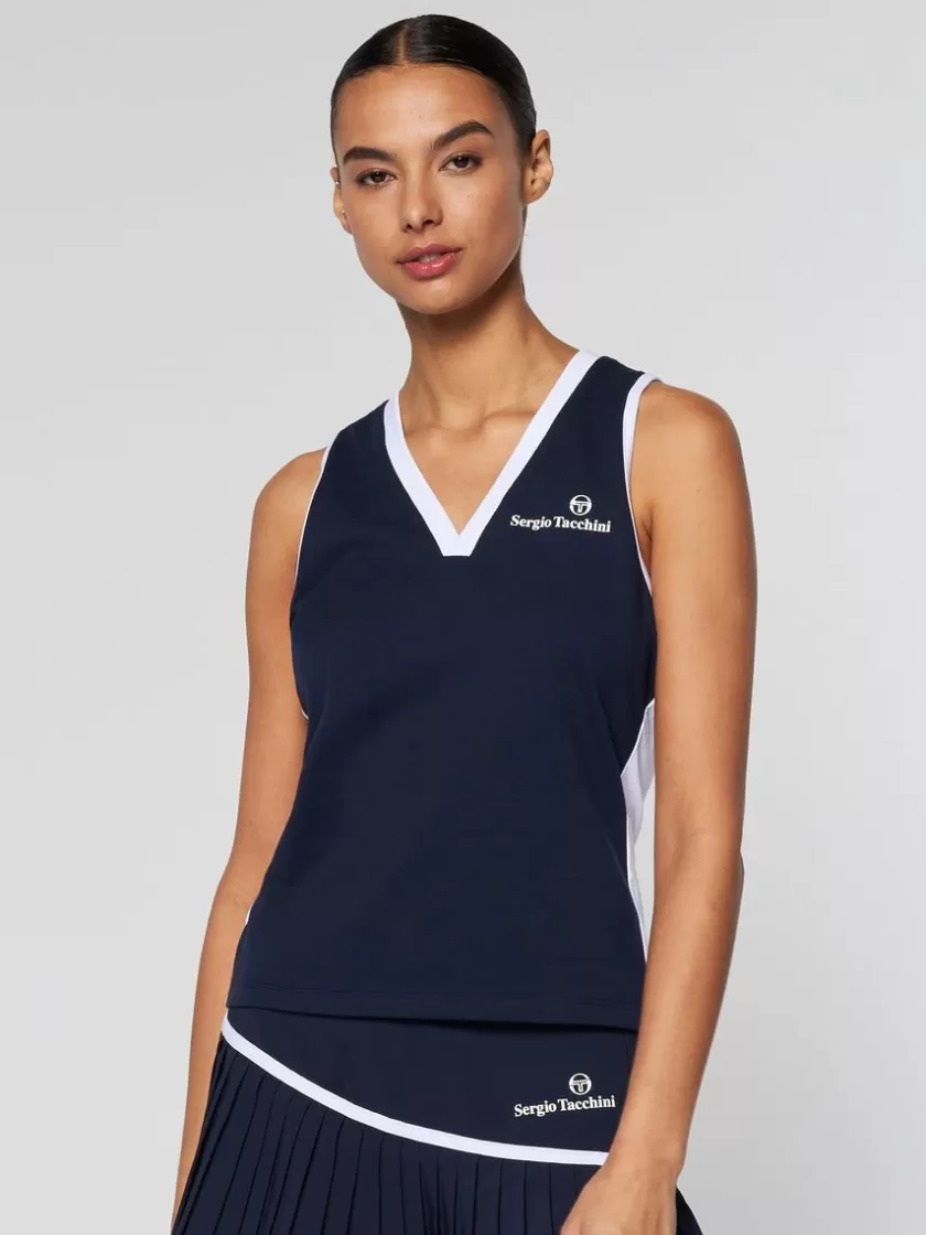 Clearance Women'S Vigentino Tennis V-Neck Tank Top- Maritime Blue Tops And Sports Bras