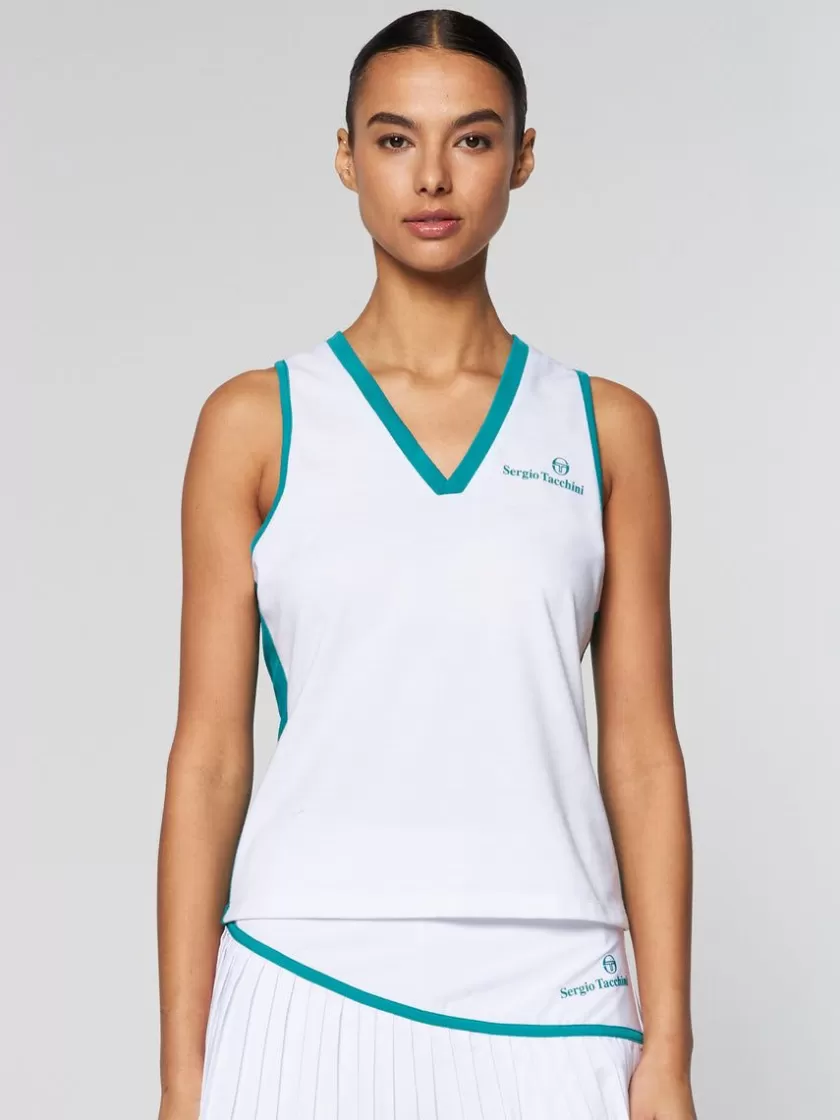 Fashion Women'S Vigentino Tennis V-Neck Tank Top- White Tops And Sports Bras